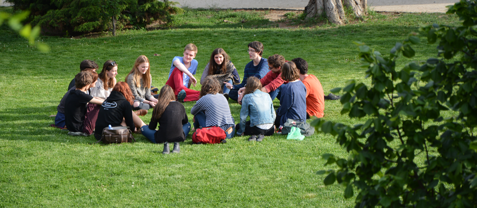 People sitting outside